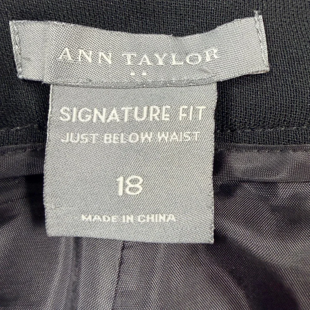 Ann Taylor Signature Fit Dress Pants Womens 18 Black Excellent Wide Leg Trousers